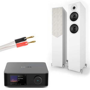 WiiM Amp Ultra Grey with Acoustic Energy AE309² Speakers Matte White