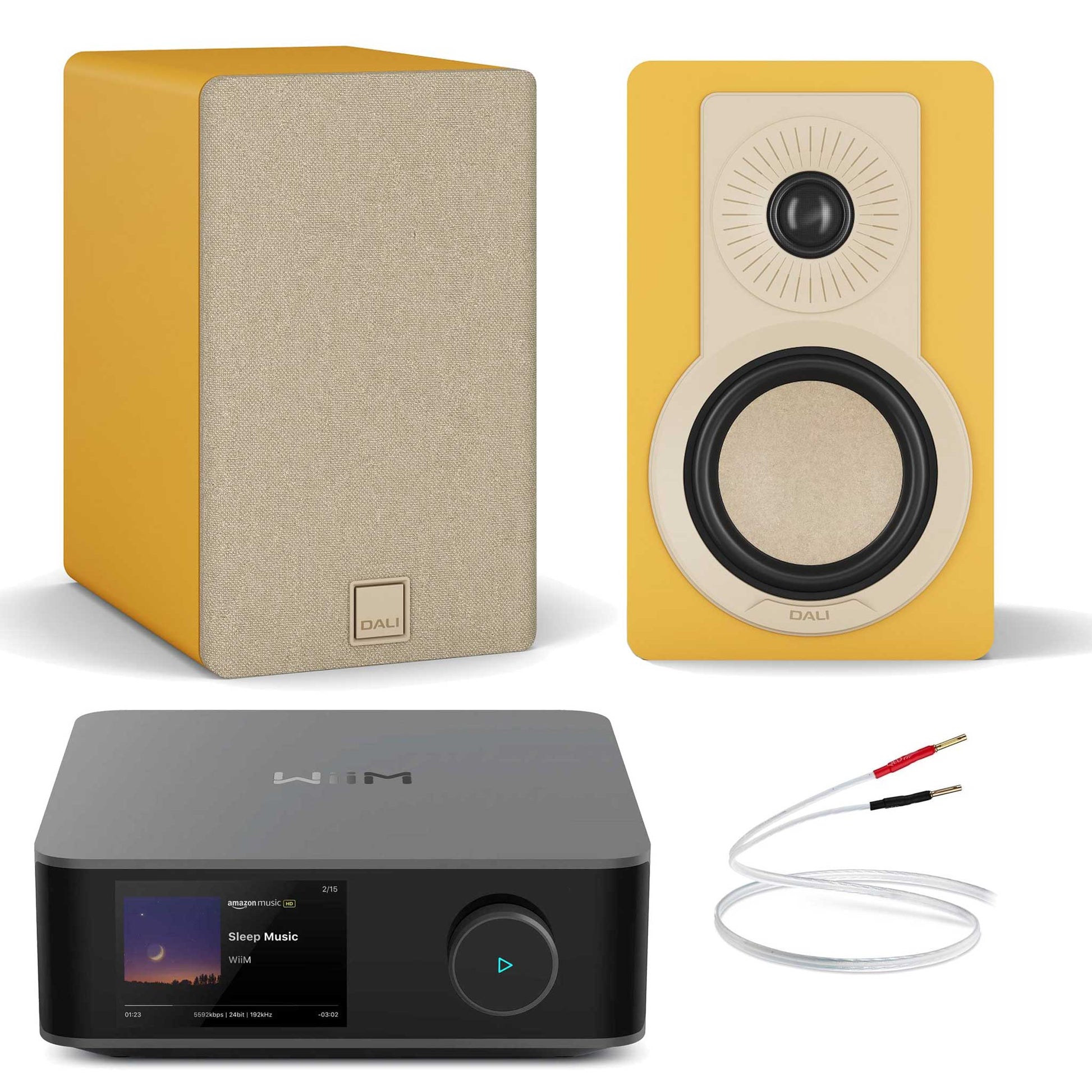 WiiM Amp Ultra Space Grey with Dali Kupid Golden Yellow