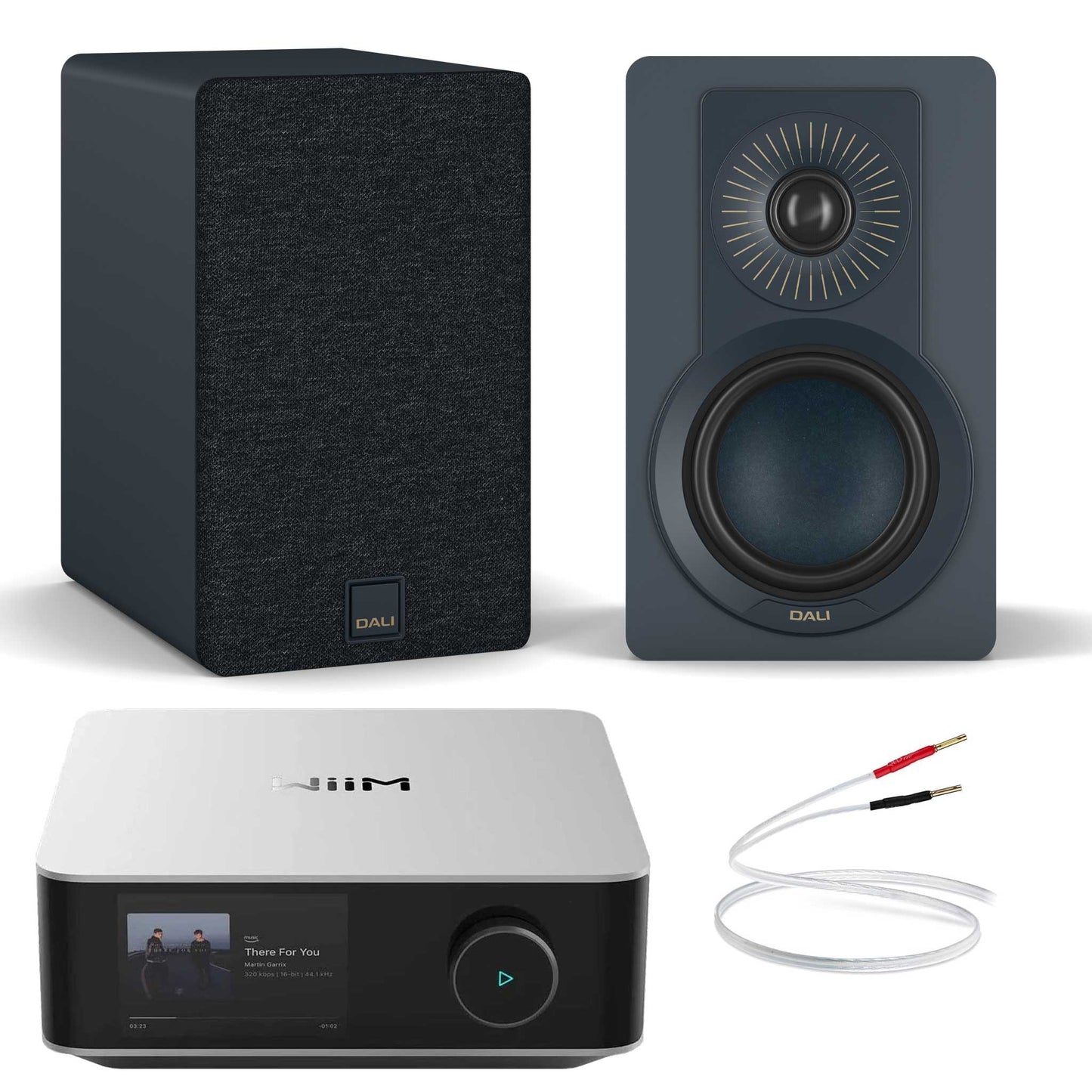 WiiM Amp Ultra Space Silver with Dali Kupid Chilly Blue