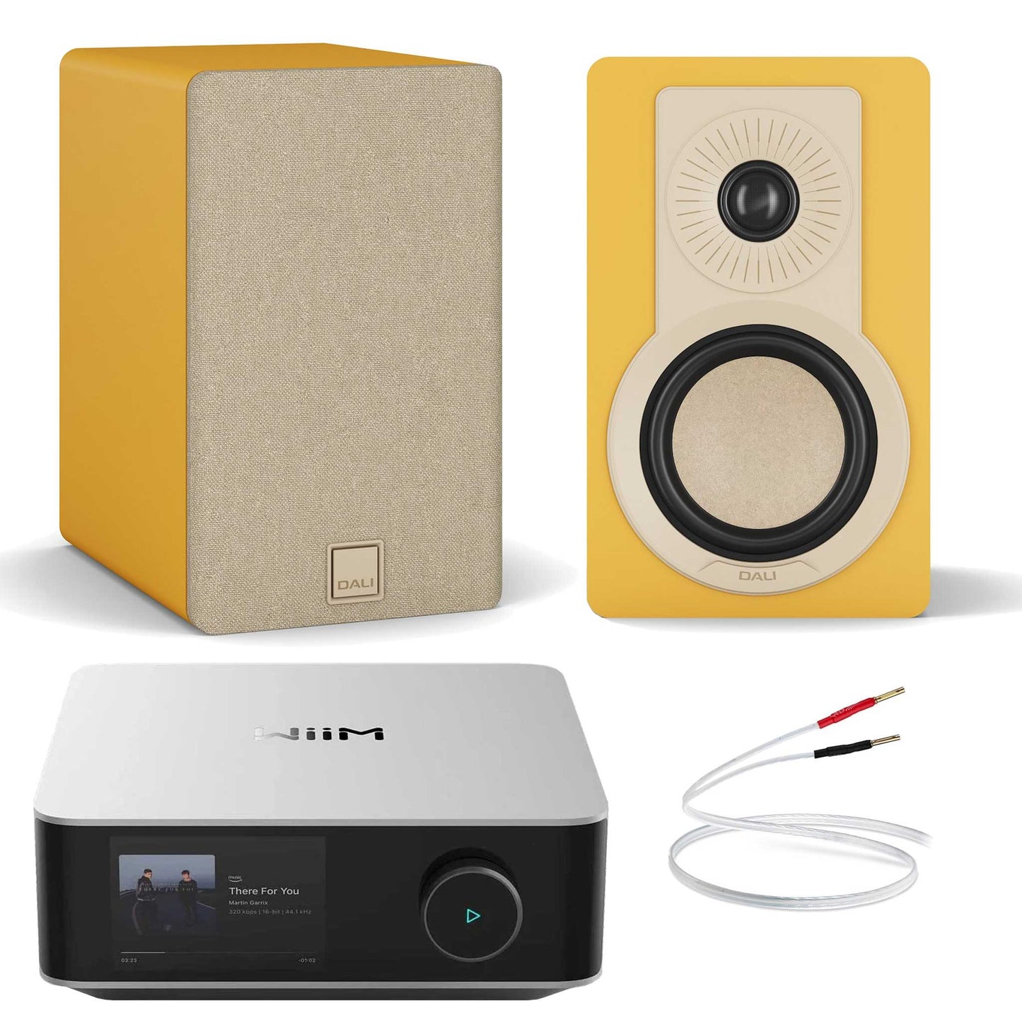 WiiM Amp Ultra Space Silver with Dali Kupid Golden Yellow