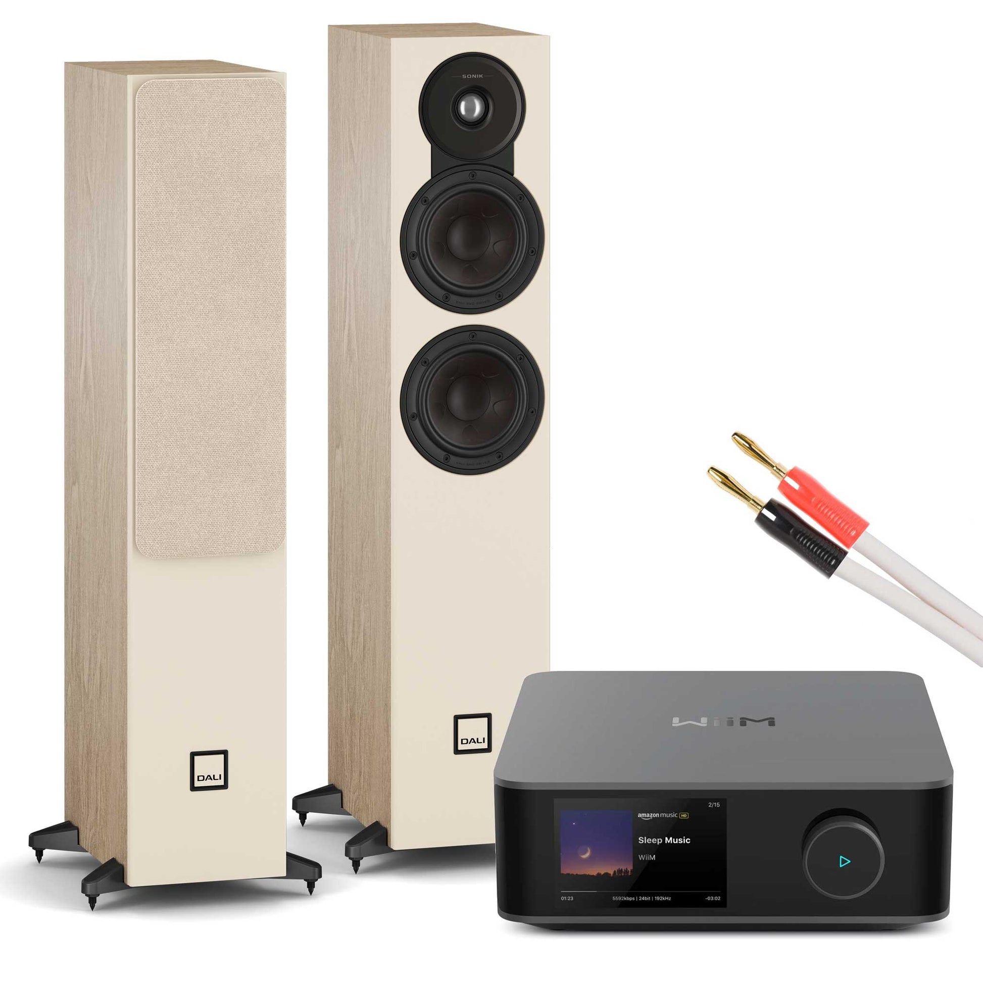 WiiM Amp Ultra Grey with Dali SONIK 5 Natural Oak
