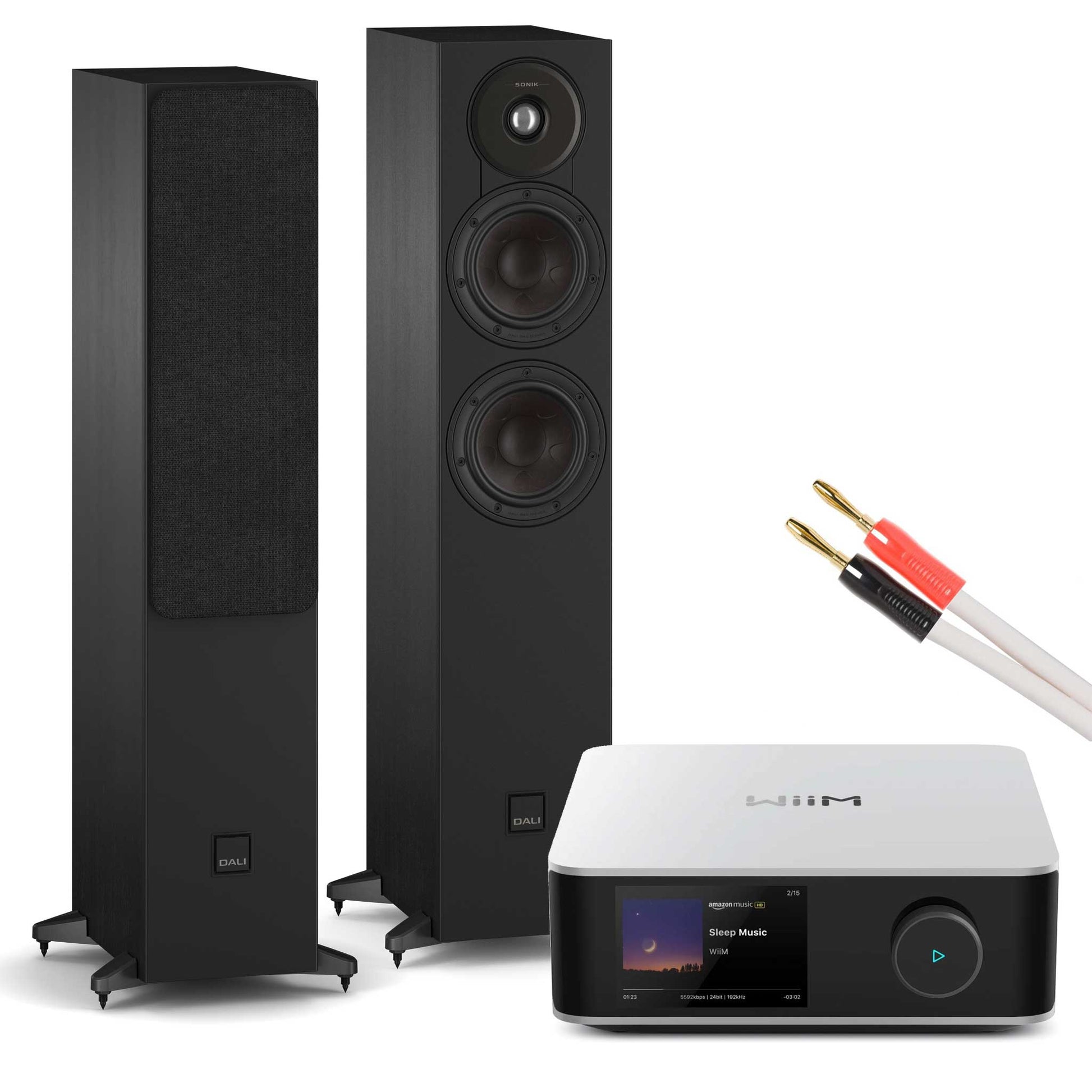 WiiM Amp Ultra Silver with Dali SONIK 5 Black Ash