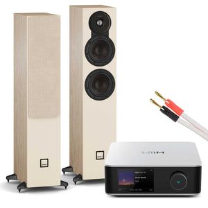 WiiM Amp Ultra Silver with Dali SONIK 5 Natural Oak