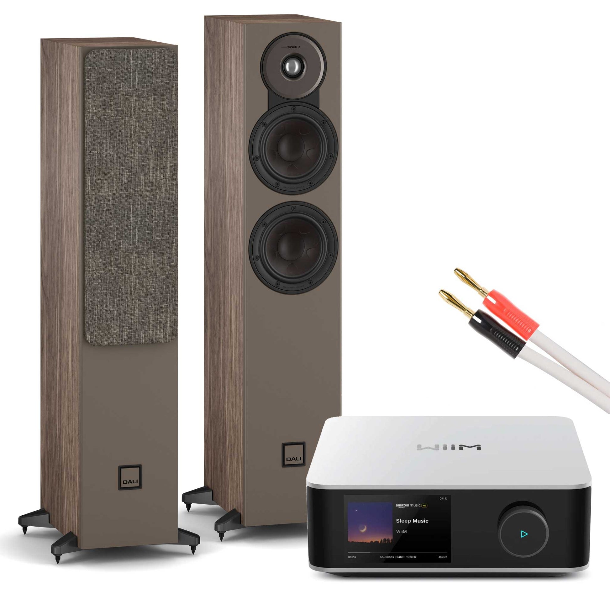 WiiM Amp Ultra Silver with Dali SONIK 5 Walnut