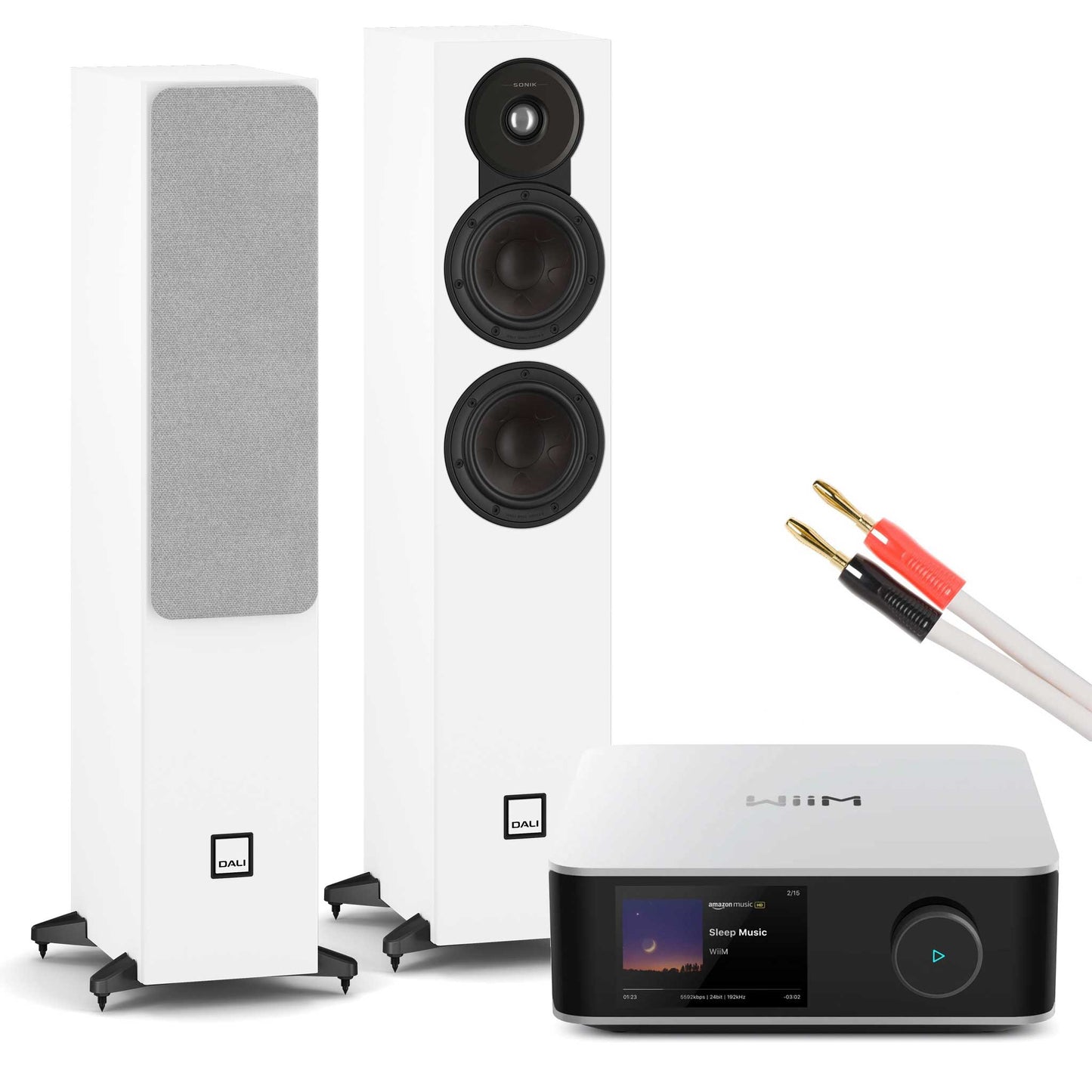 WiiM Amp Ultra Silver with Dali SONIK 5 White