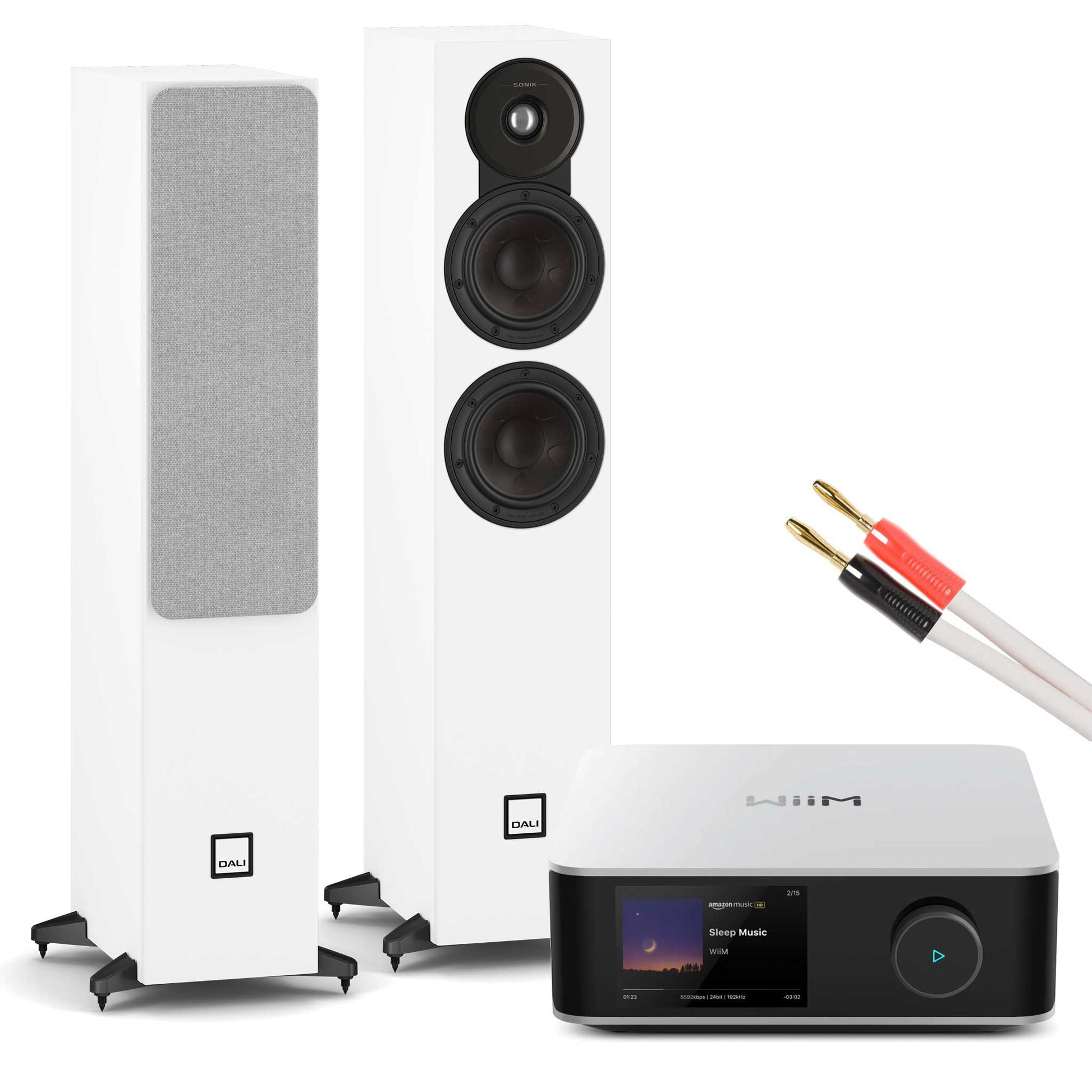 WiiM Amp Ultra Silver with Dali SONIK 5 White