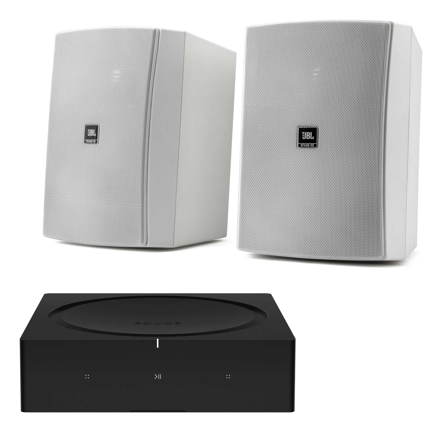 Sonos Amp with JBL XD5 Outdoor Speakers White