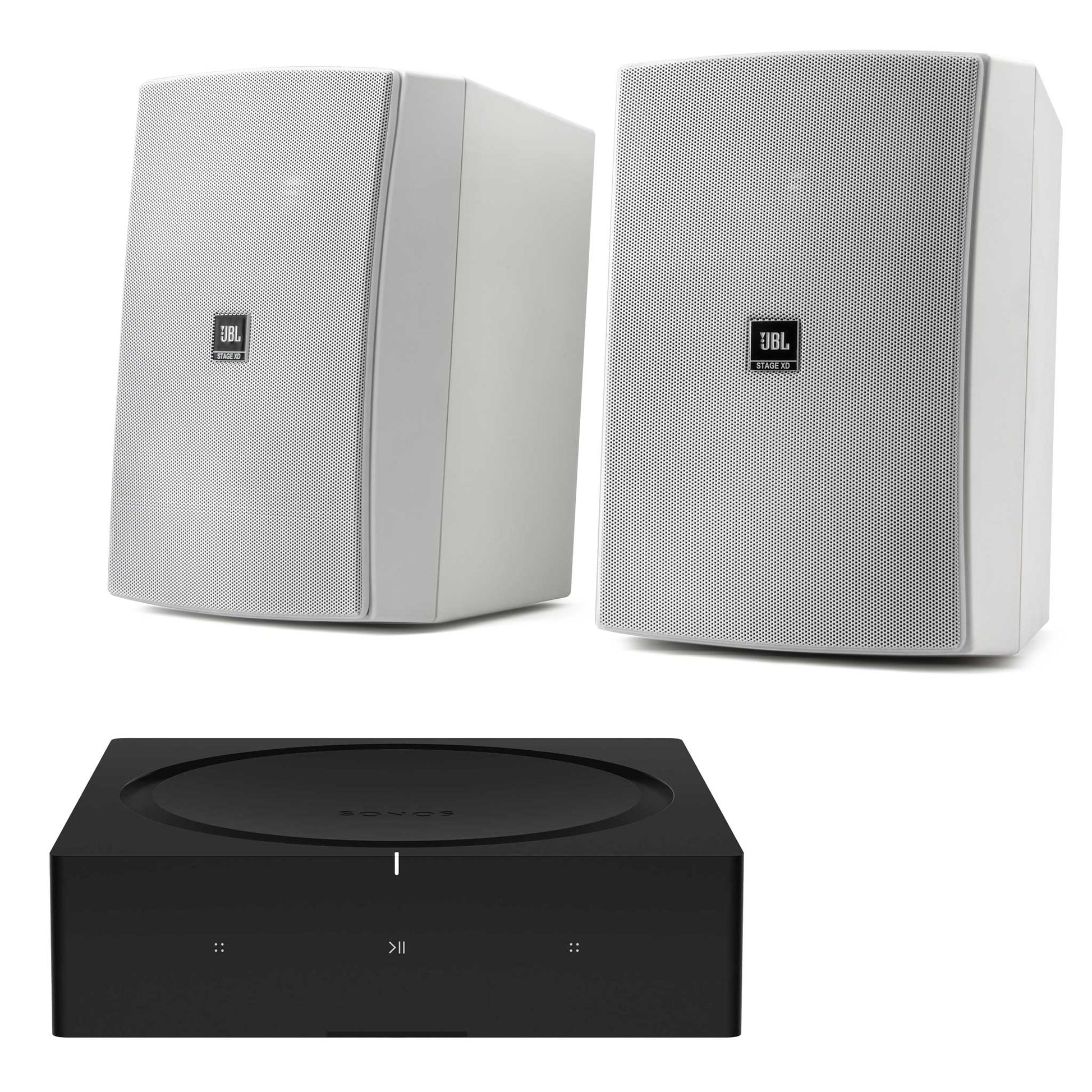 Sonos Amp with JBL XD5 Outdoor Speakers White