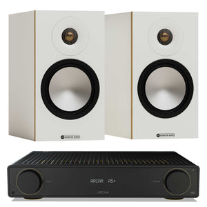 Arcam A5+ with Monitor Audio Bronze 50 7G White