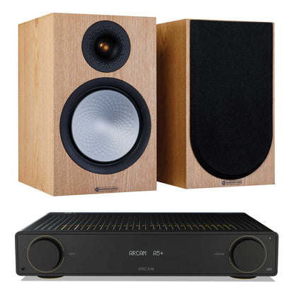 Arcam A5+ with Monitor Audio Silver 100 Ash