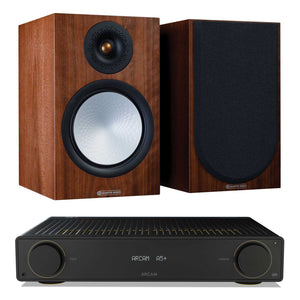 Arcam A5+ with Monitor Audio Silver 100 Walnut