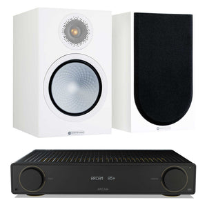 Arcam A5+ with Monitor Audio Silver 100 Satin White