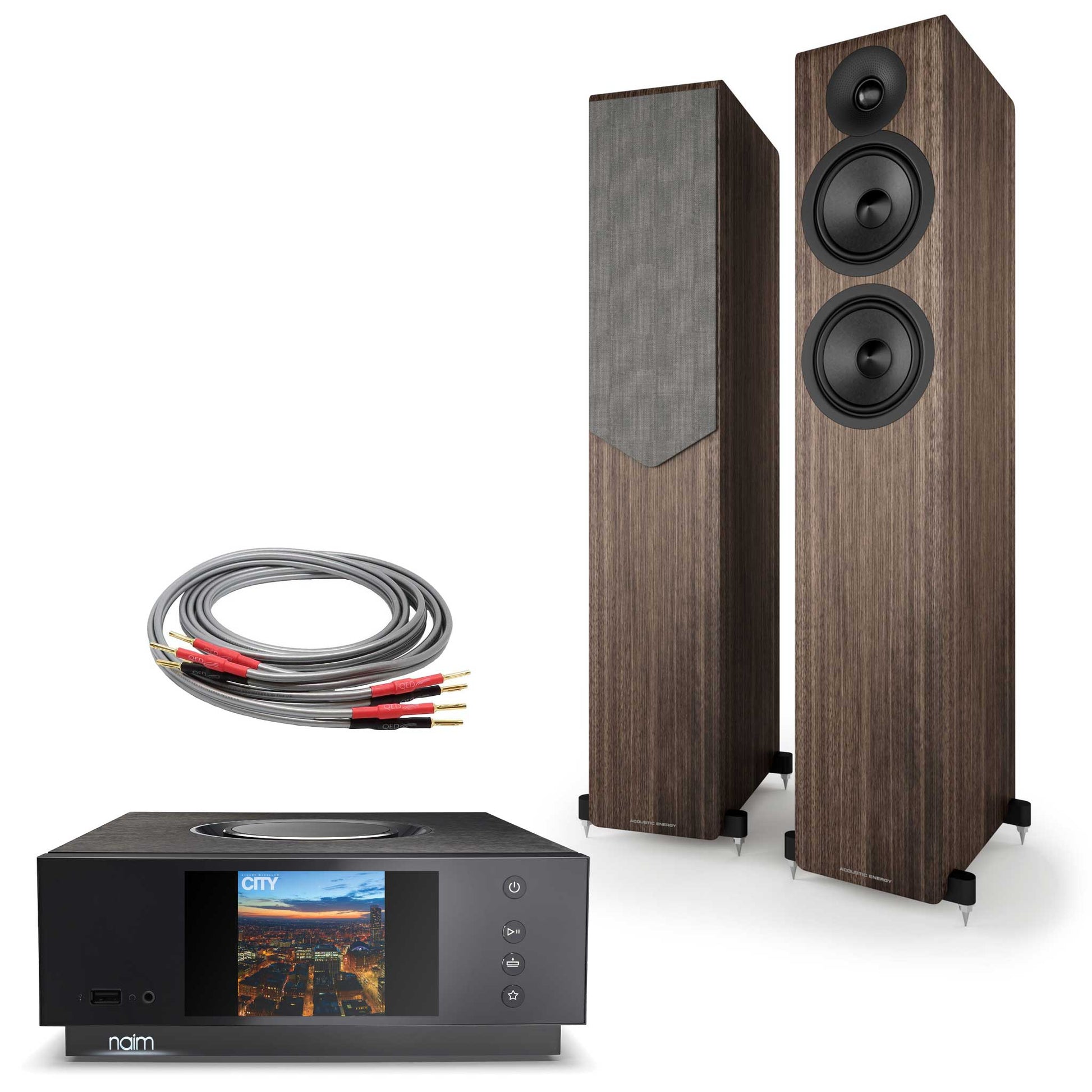Naim Uniti Atom with Acoustic Energy AE309² Walnut