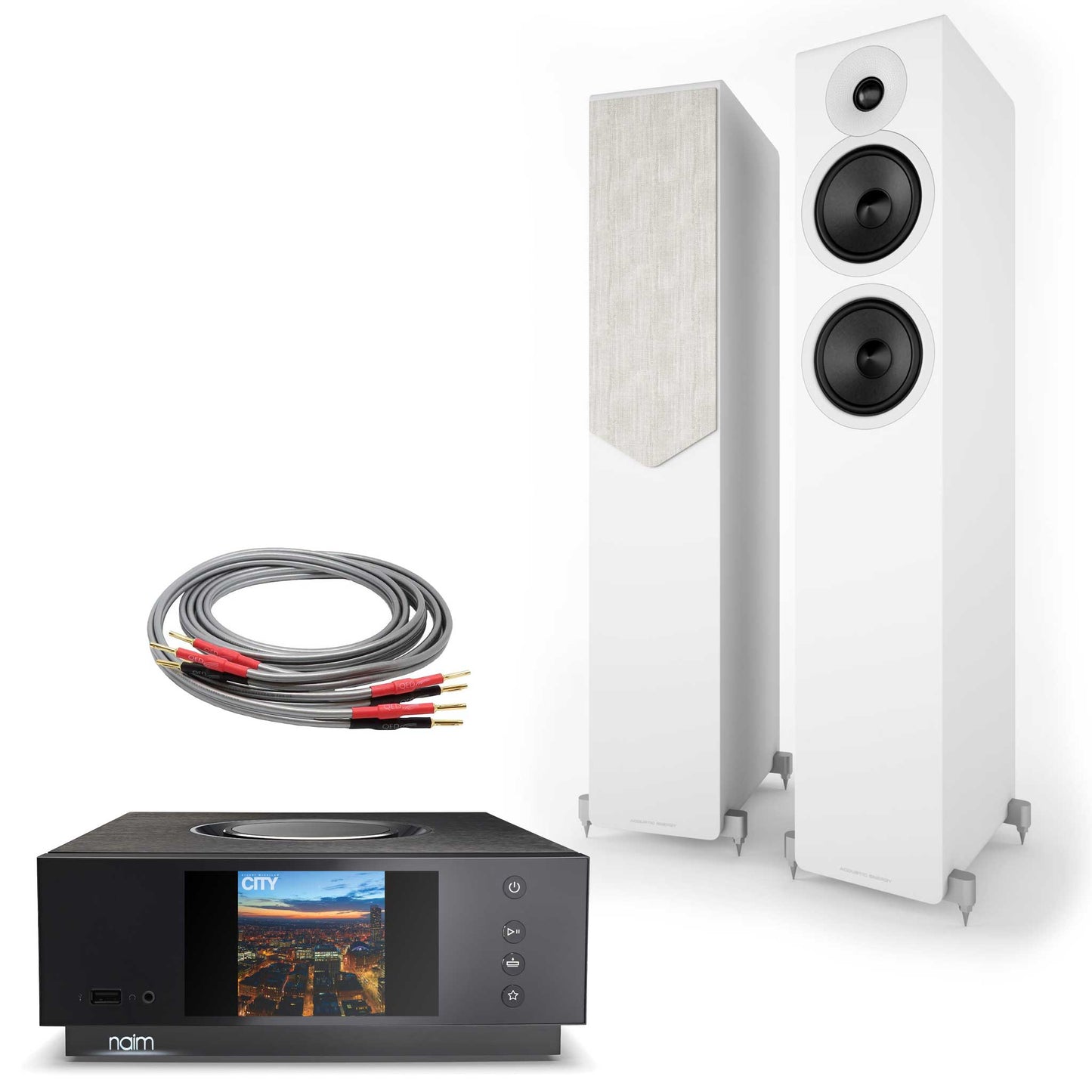 Naim Uniti Atom with Acoustic Energy AE309² Matte White
