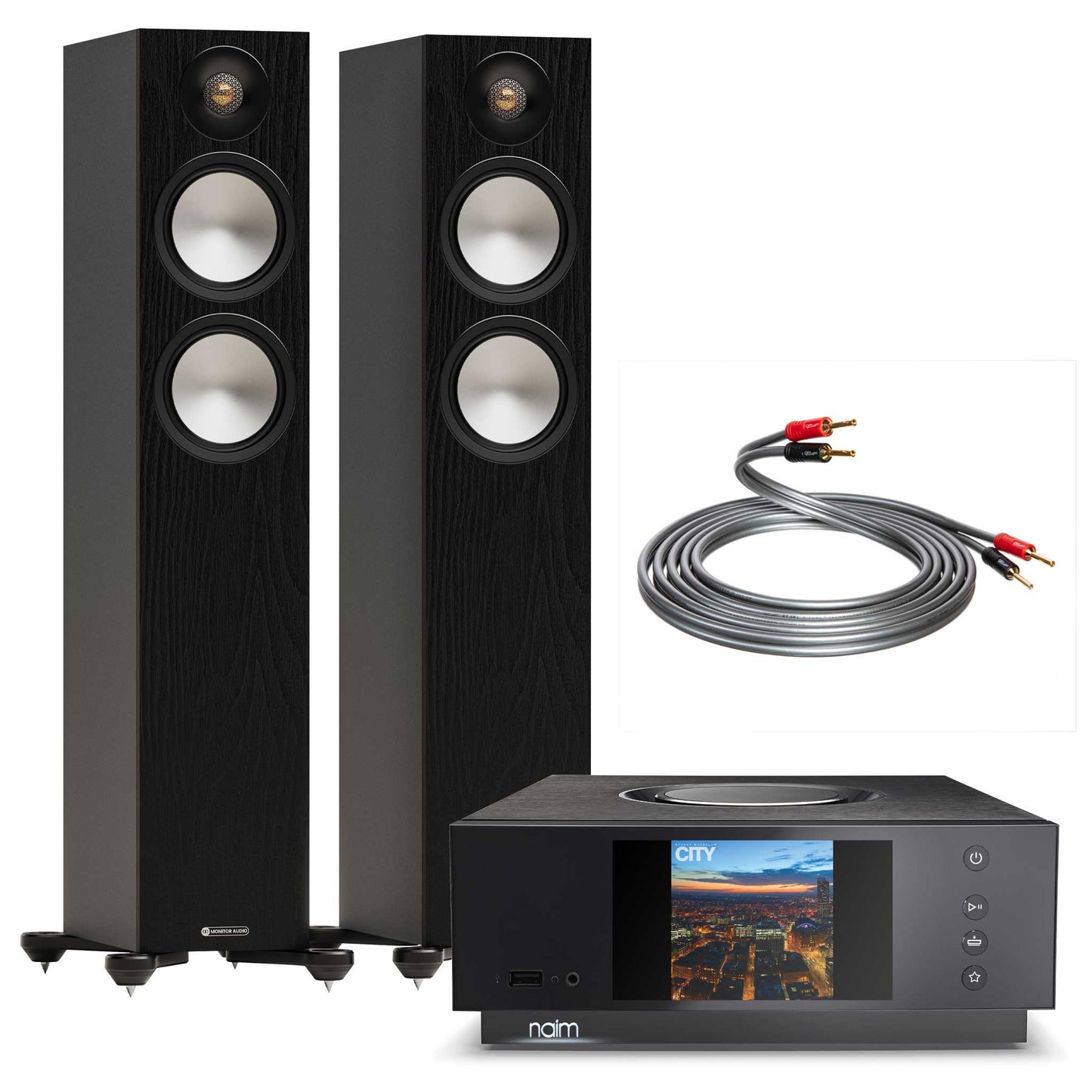 Naim Uniti Atom with Monitor Audio Bronze 300 7G Black