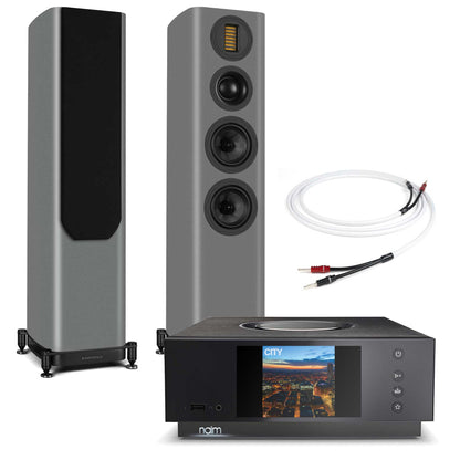 Naim Uniti Atom With Wharfedale Evo 5.3 Speakers Grey
