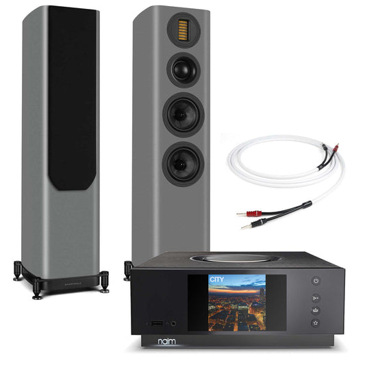 Naim Uniti Atom With Wharfedale Evo 5.3 Speakers Grey