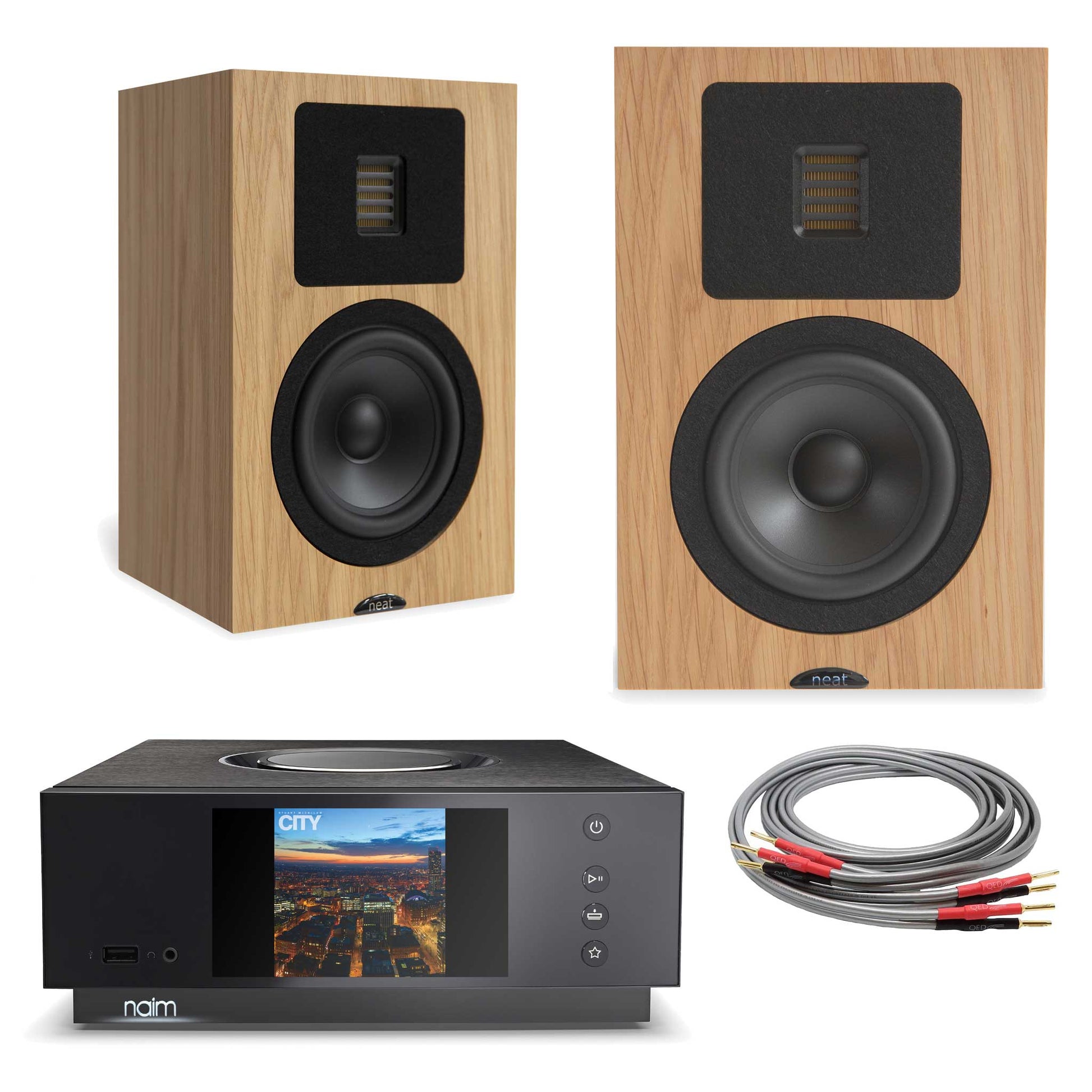 Naim Uniti Atom with Neat Petite Classic Natural Oak
