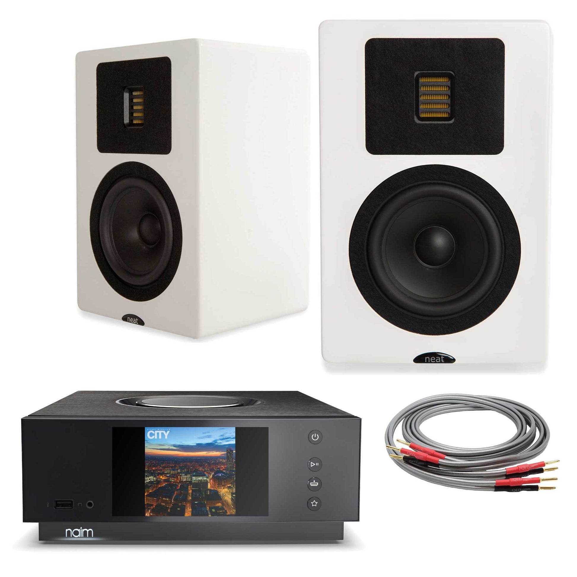 Naim Uniti Atom with Neat Petite Classic White