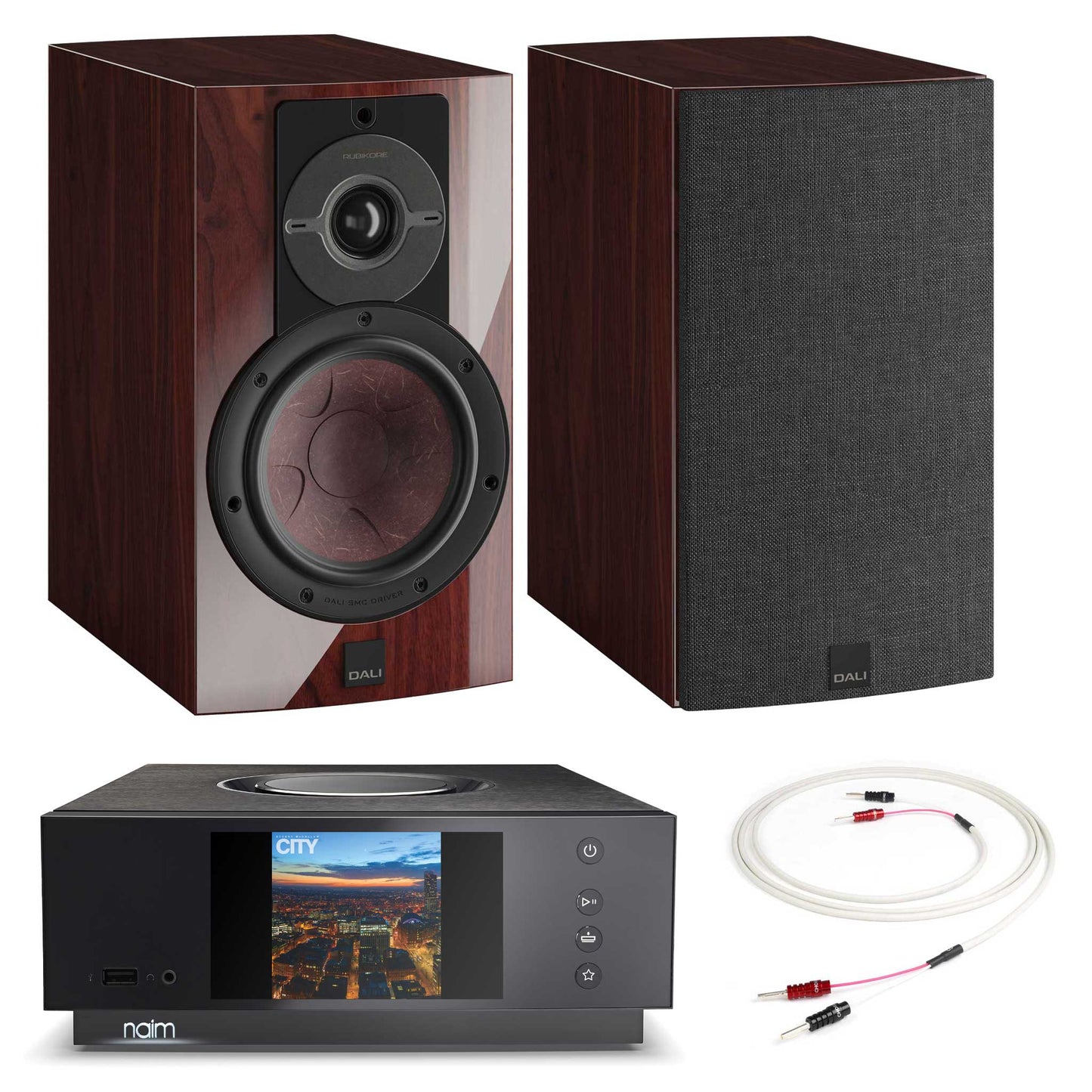 Naim Uniti Atom With Dali Rubikore 2 Maroon Gloss