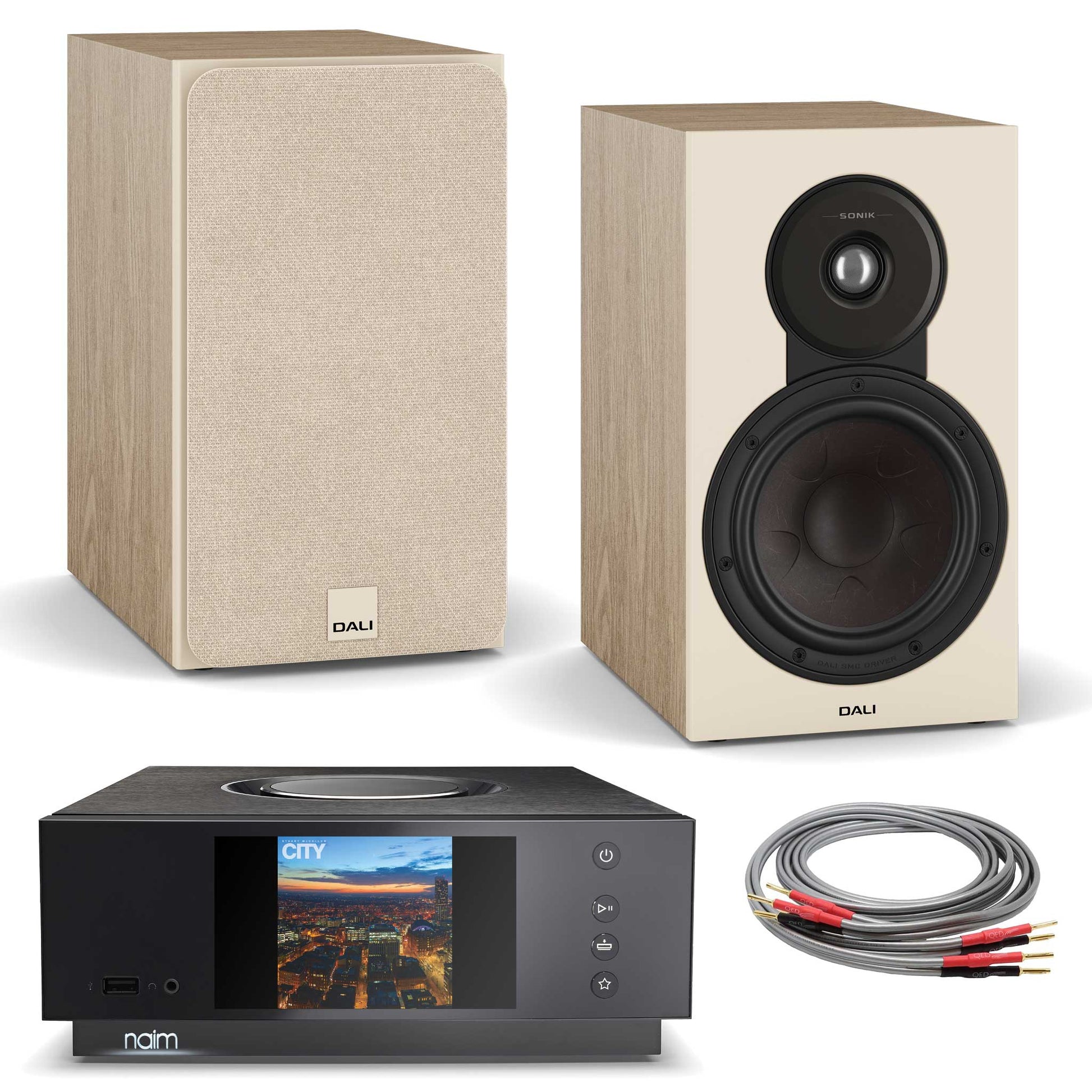 Naim Uniti Atom with Dali SONIK 3 Natural Oak