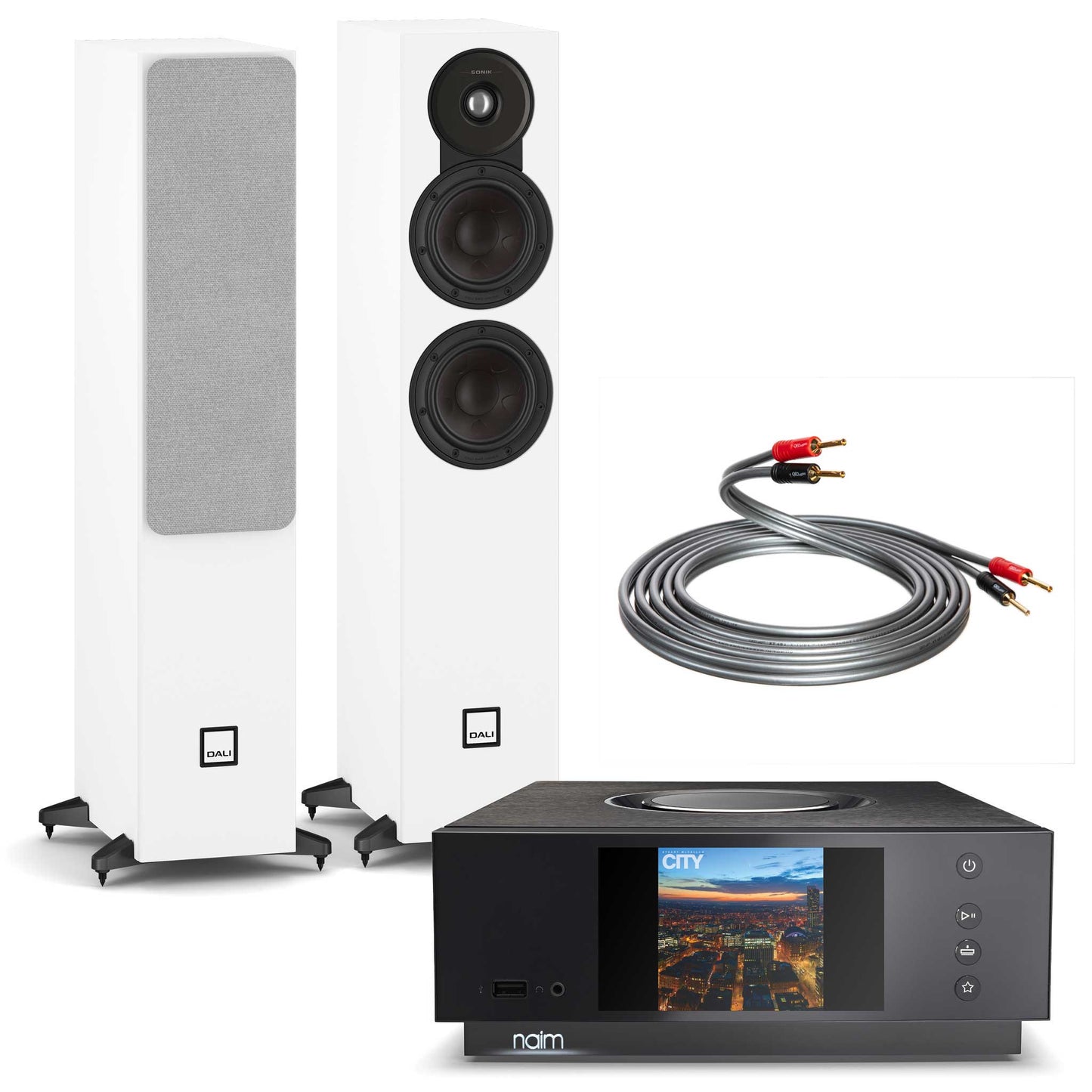 Naim Uniti Atom with Dali SONIK 5 White