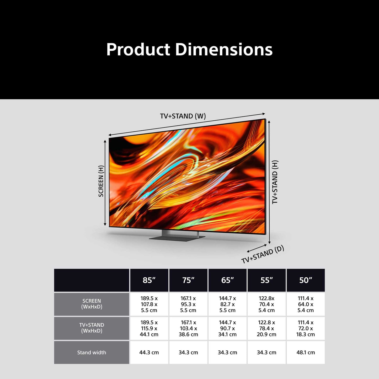 Sony BRAVIA 7 II Dimensions