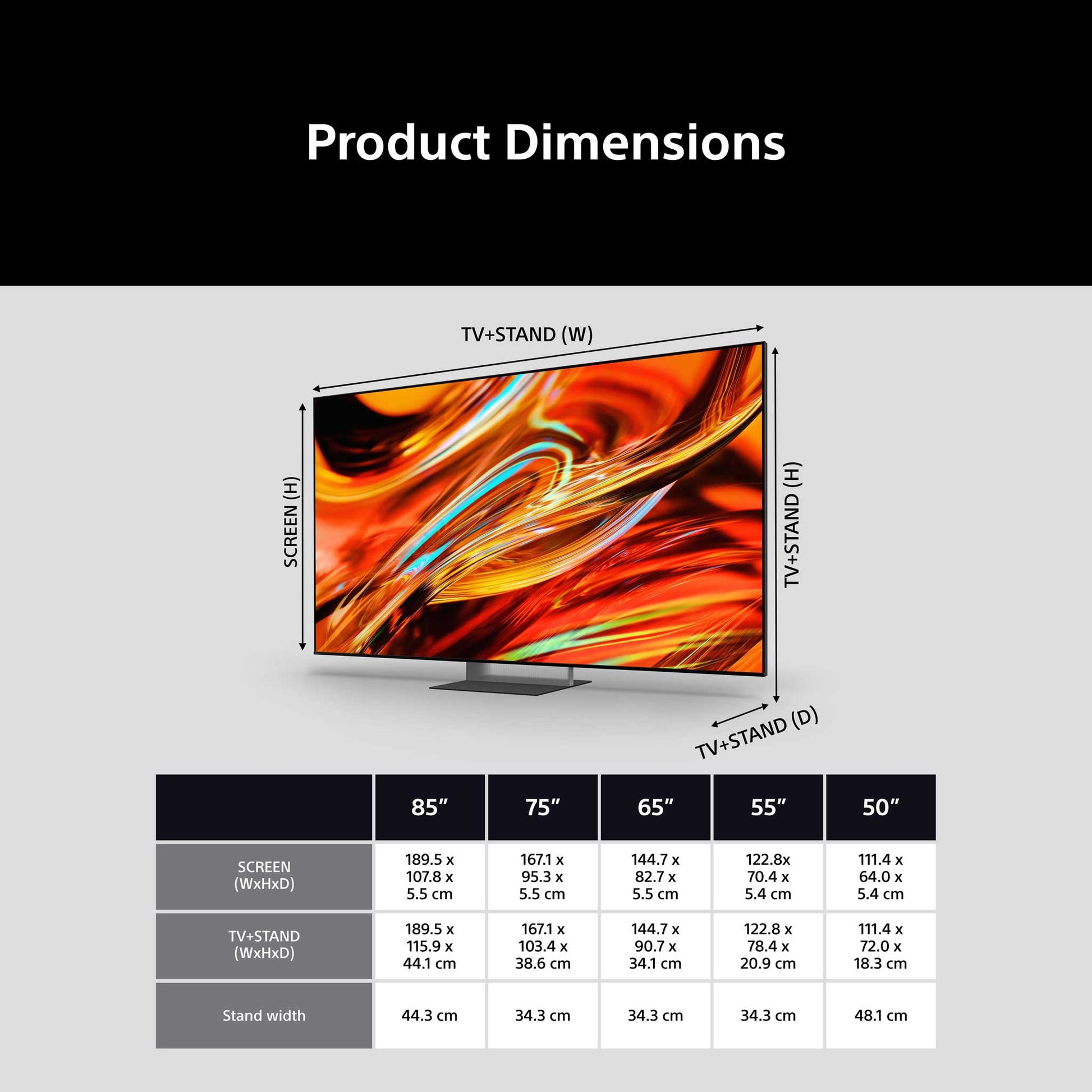Sony BRAVIA 7 II Dimensions