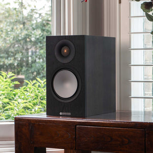 Monitor Audio Bronze 50 7G Walnut On Sideboard