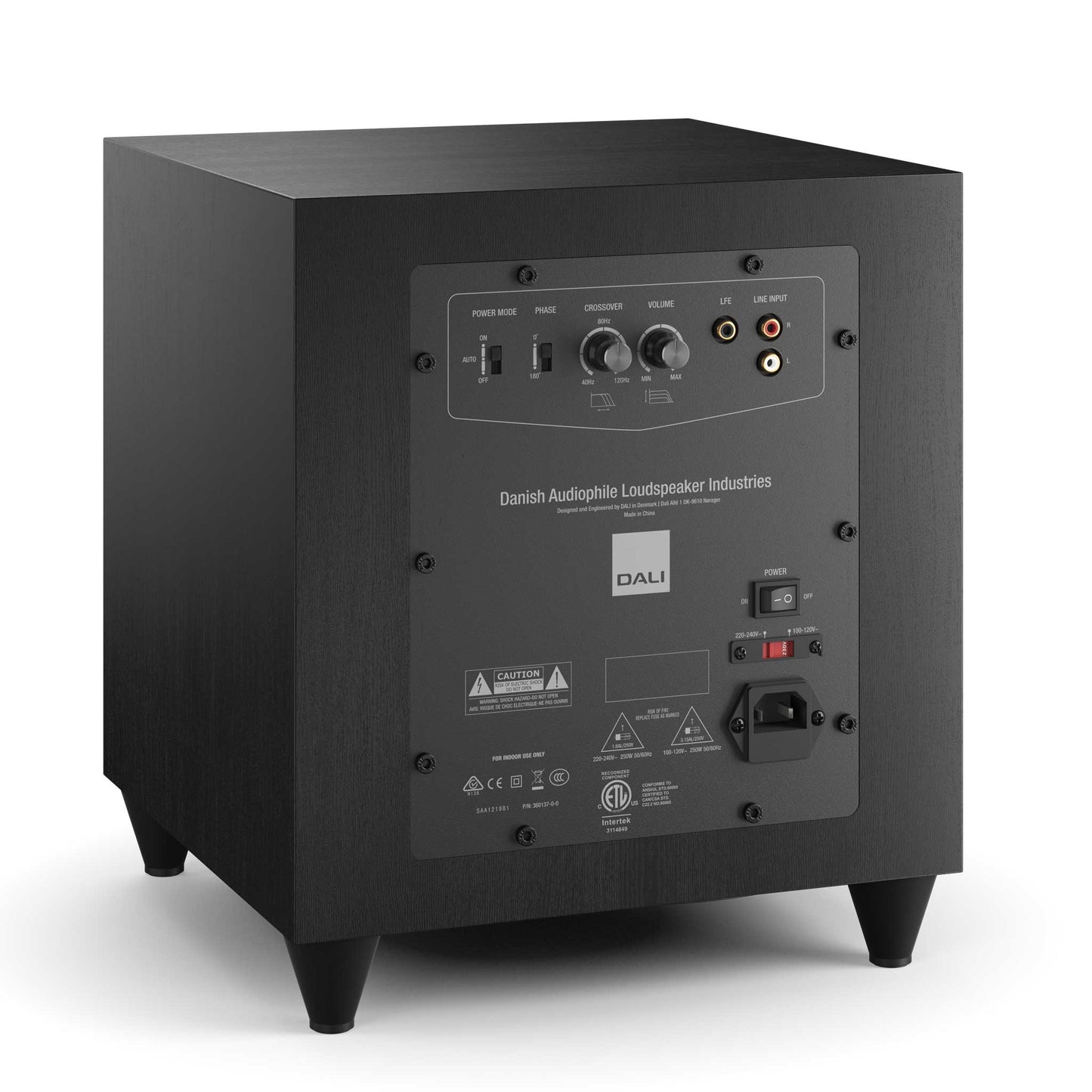 DALI C-8 D Subwoofer Black Rear Angled View