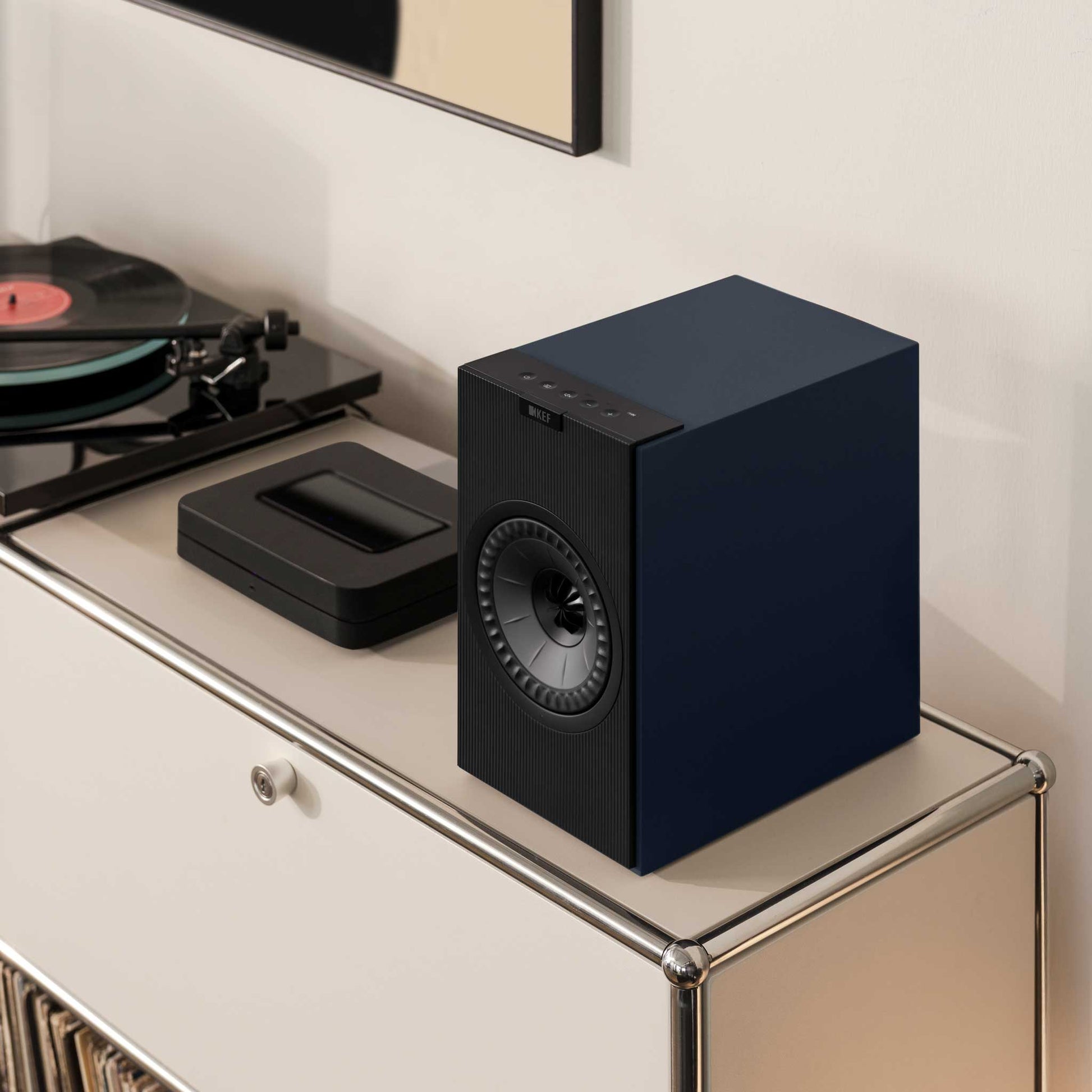 KEF Coda W Midnight Blue On Console