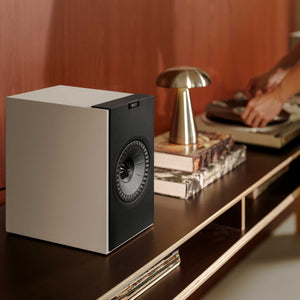 KEF Coda W Nickel Grey On Sideboard