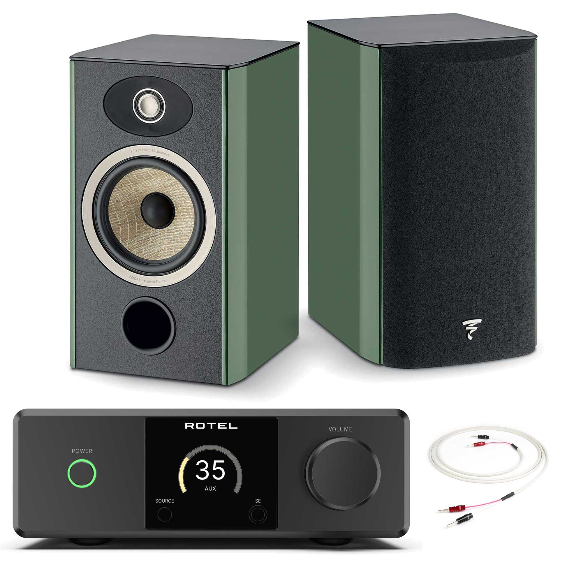 Rotel DX-5 Black with Focal Aria Evo X N°1 Moss Green High Gloss