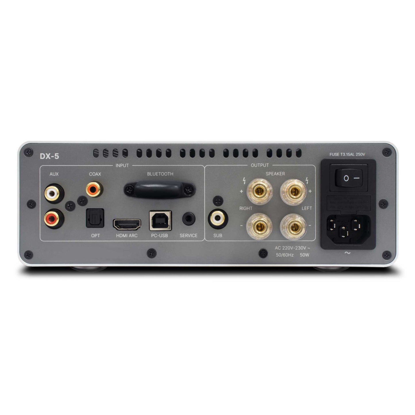 Rotel DX-5 Silver Rear View