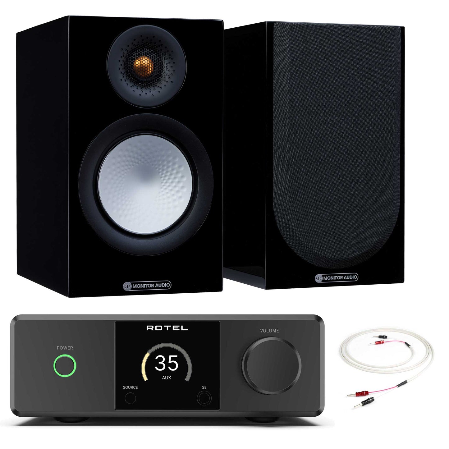 Rotel DX-5 Black with Monitor Audio Silver 50 7G Gloss Black