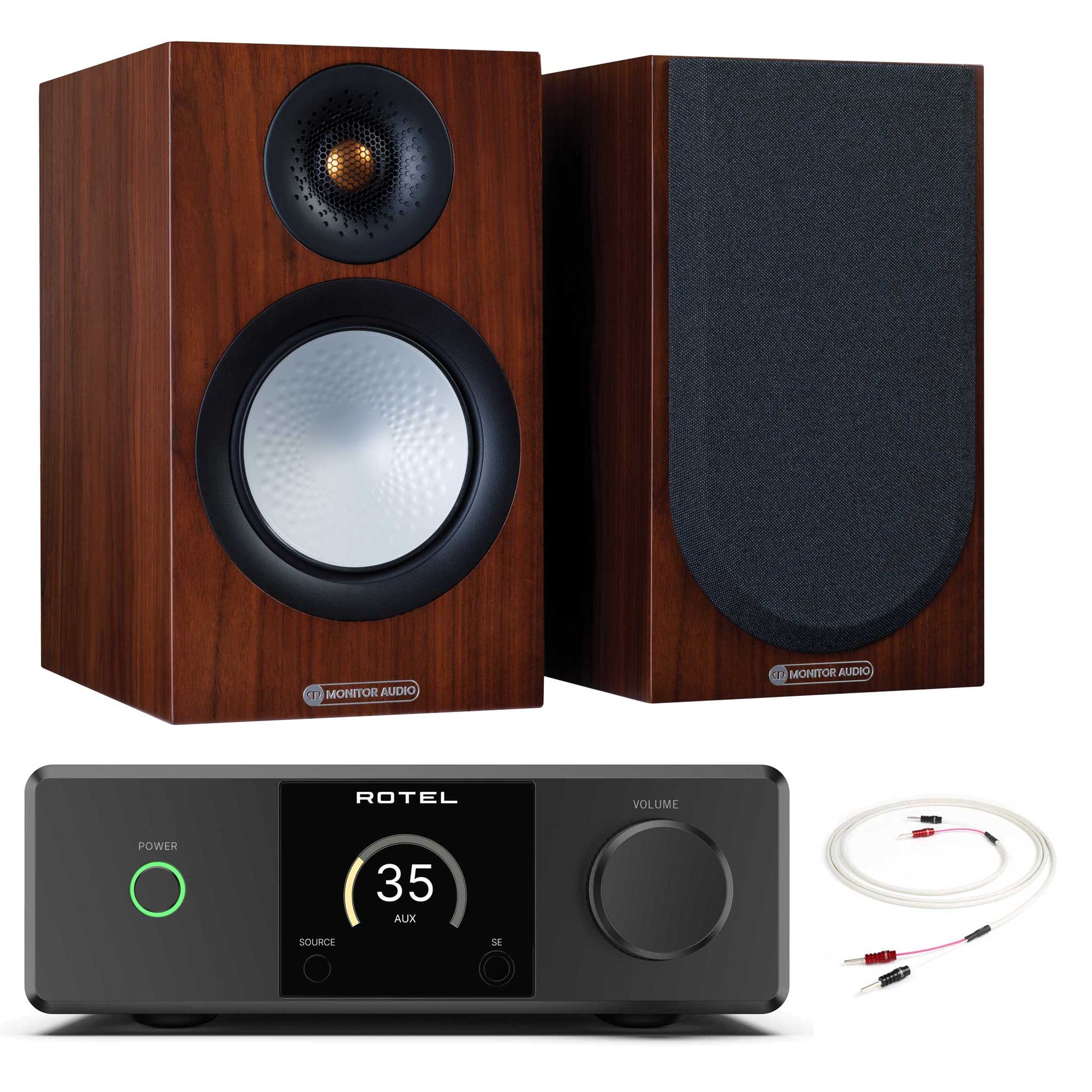 Rotel DX-5 Black with Monitor Audio Silver 50 7G Walnut