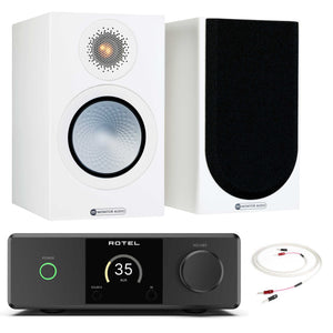 Rotel DX-5 Black with Monitor Audio Silver 50 7G Satin White