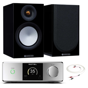 Rotel DX-5 Silver with Monitor Audio Silver 50 7G Gloss Black