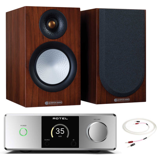 Rotel DX-5 Silver with Monitor Audio Silver 50 7G Walnut