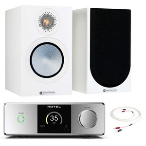 Rotel DX-5 Silver with Monitor Audio Silver 50 7G Satin White