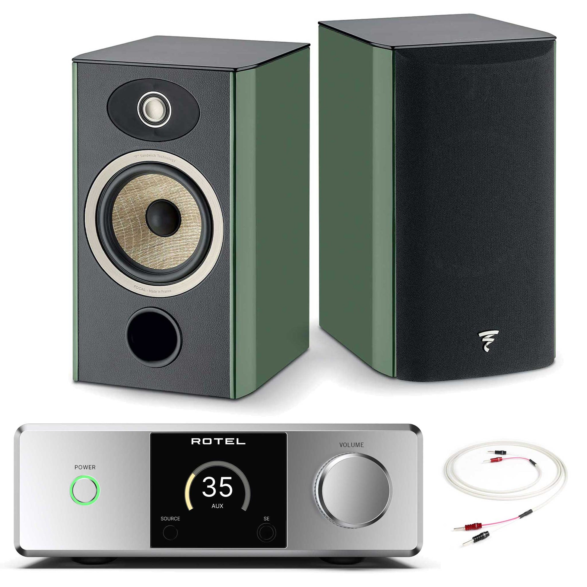 Rotel DX-5 Silver with Focal Aria Evo X N°1 Moss Green High Gloss