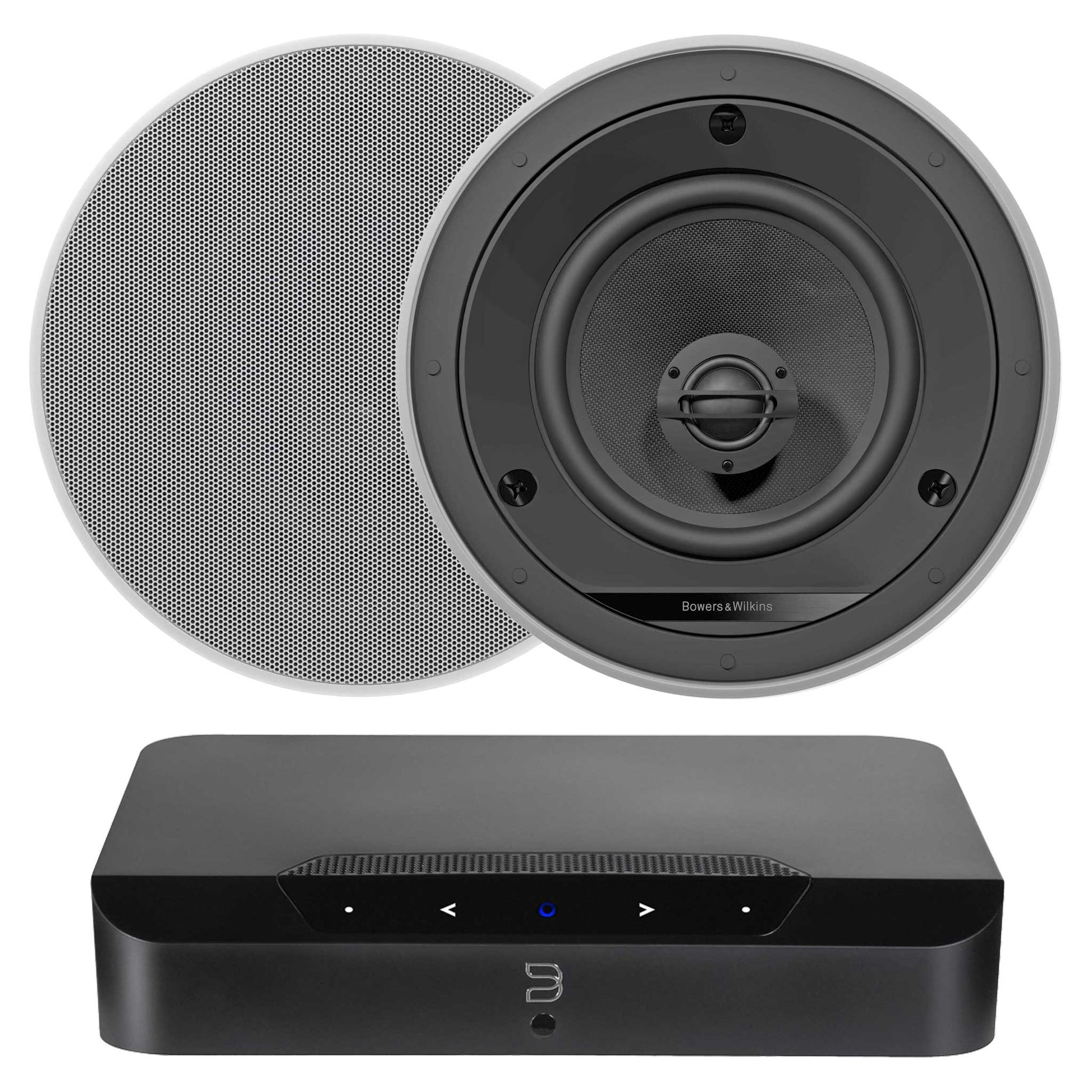 Bluesound Powernode Edge Black with Bowers & Wilkins CCM665 Ceiling Speakers
