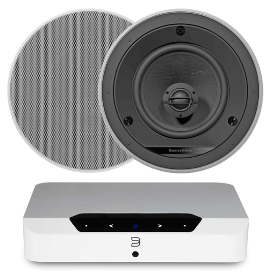 Bluesound Powernode Edge White with Bowers & Wilkins CCM665 Ceiling Speakers