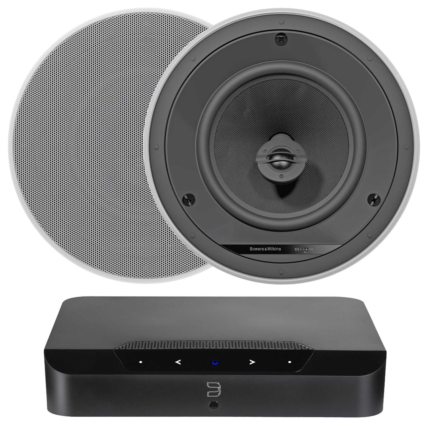 Bluesound Powernode Edge Black with Bowers & Wilkins CCM684 Ceiling Speakers