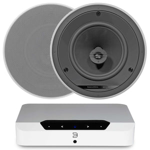 Bluesound Powernode Edge White with Bowers & Wilkins CCM684 Ceiling Speakers