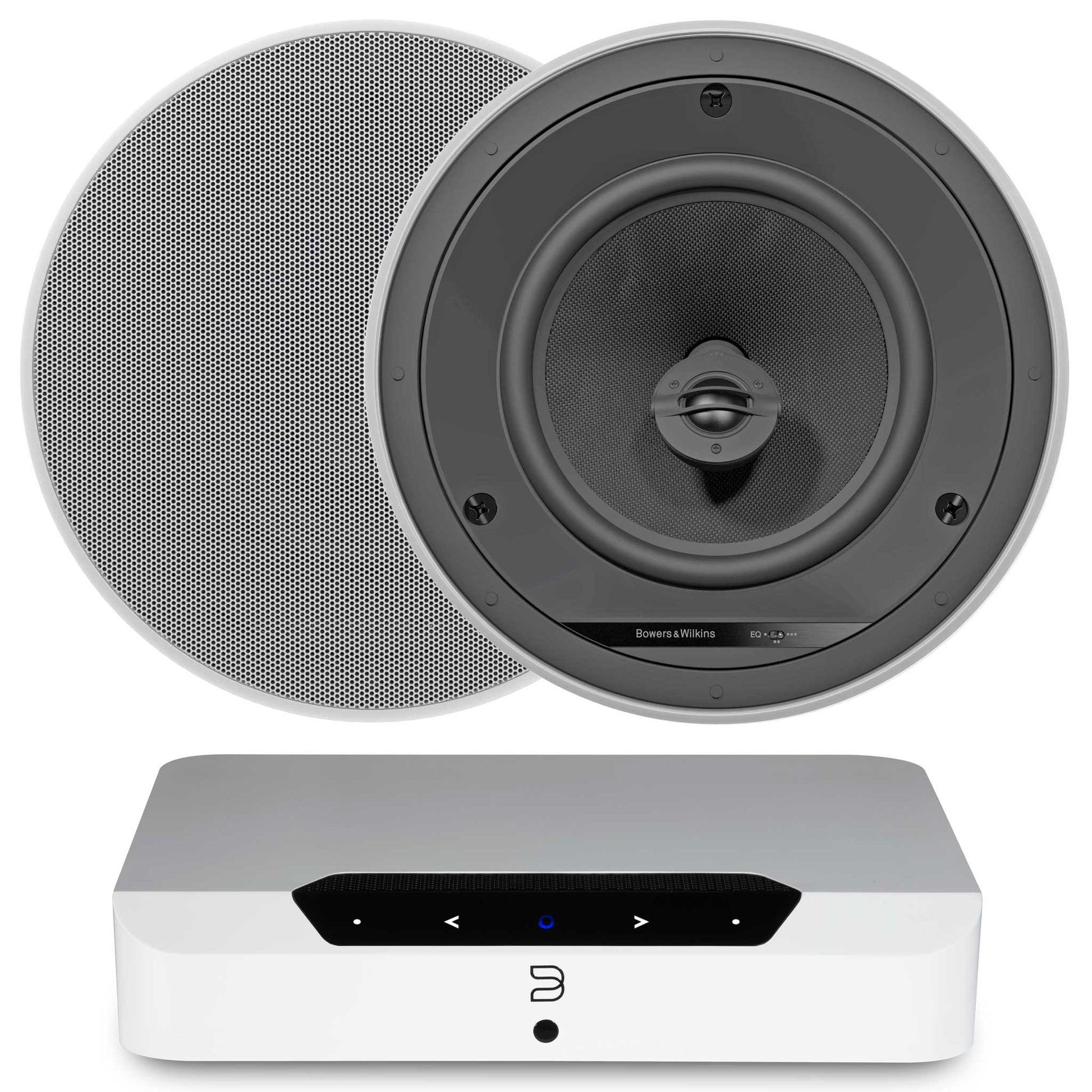 Bluesound Powernode Edge White with Bowers & Wilkins CCM684 Ceiling Speakers
