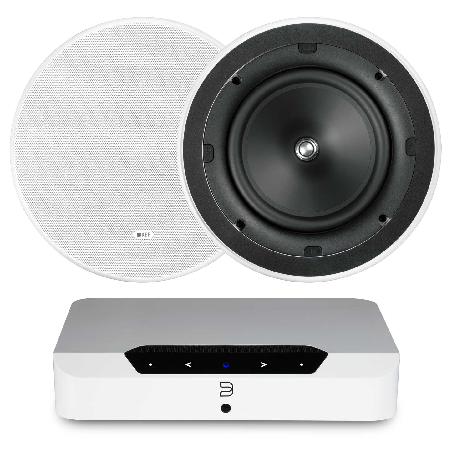 Bluesound Powernode Edge White with KEF Ci200ER