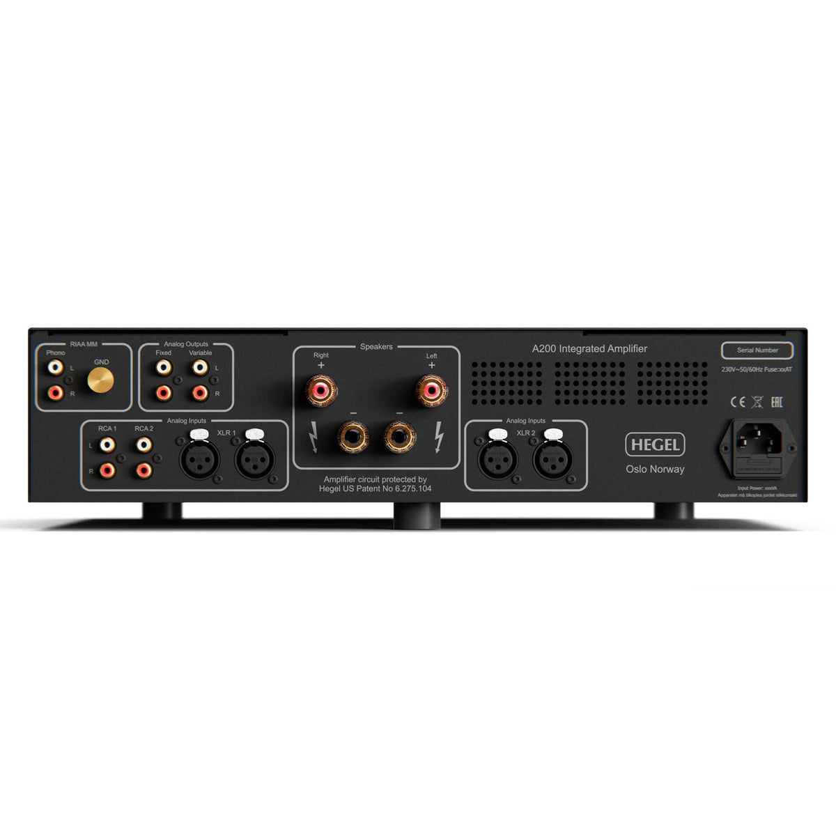 Hegel A200 Integrated Amplifier Black Rear Panel