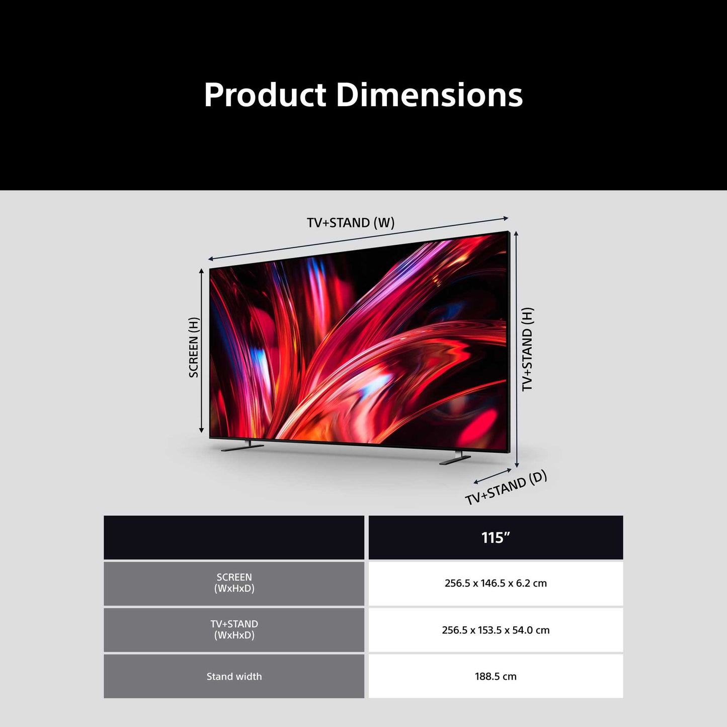 Sony BRAVIA 9 II 115 K15XR95M2B Dimensions