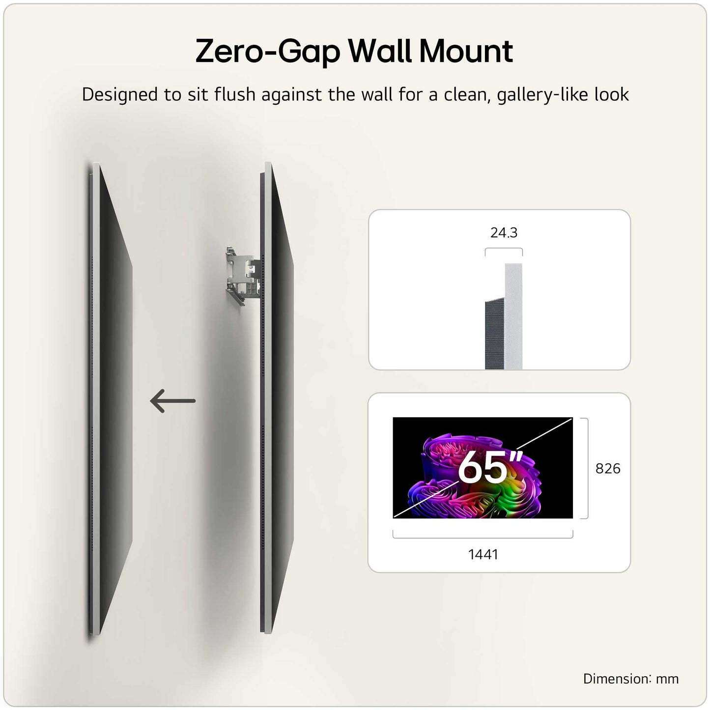 LG OLED65G64LW Zero Gap Wall Mount